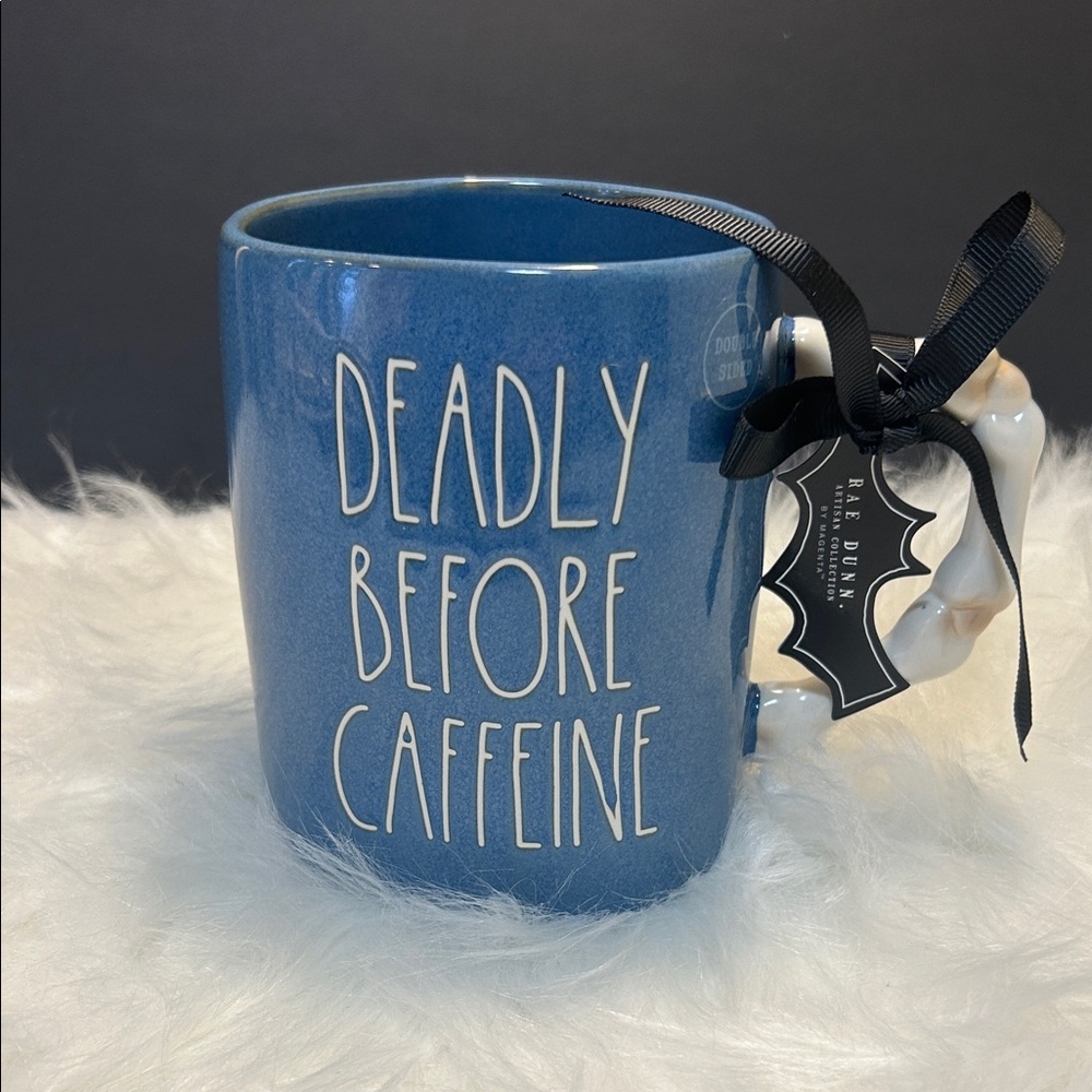 Rae Dunn Blue Mug - Deadly Before Caffeine